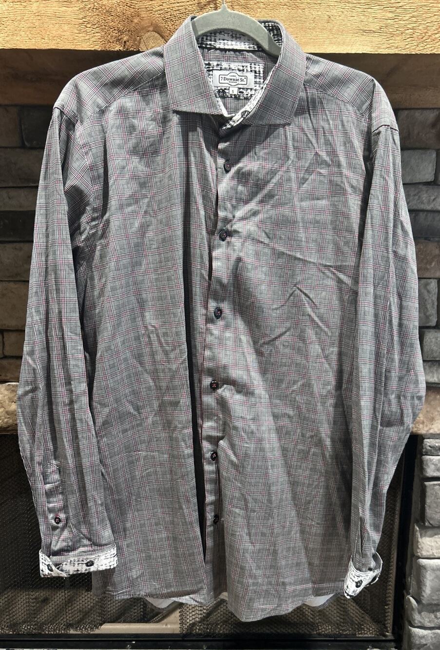 Men’s 7 Downie St. Couture Plaid Long Sleeve Button Up Shirt Sz 5 Flip Cuffs *C1